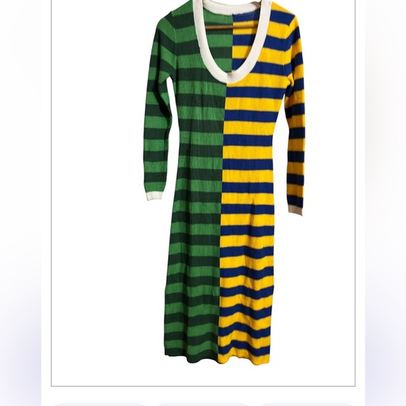 Wenrine Striped Dress Summer Knitted Scoop Neck M Color Block Casual Maxi Dress - Picture 10 of 10